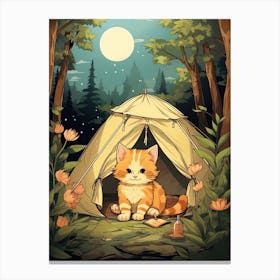 Kawaii Cat Drawings Camping 11 Canvas Print