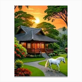 Horse In The Garden Canvas Print