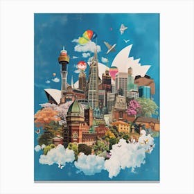 Sydney   Retro Collage Style 1 Canvas Print