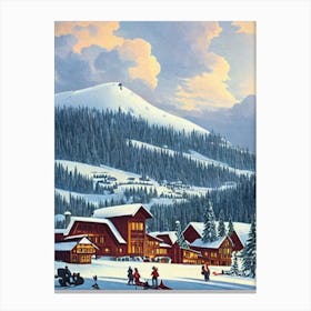 Ruka, Finland Ski Resort Vintage Landscape 1 Skiing Poster Canvas Print