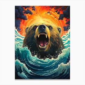 Bear In The Ocean 1 Canvas Print