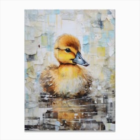 Mixed Media Paint Duckling Collage 1 Canvas Print