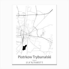 Piotrkow Trybunalski,Poland Minimalist Map Canvas Print