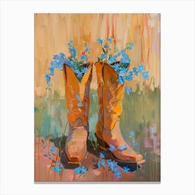Cowboy Boots And Wildflowers Forget Me Nots Canvas Print