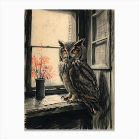 Owl In The Window 1 Canvas Print