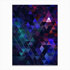 Abstract Geometric Triangle Cosmic Space Pattern in Blue n.0006 Canvas Print