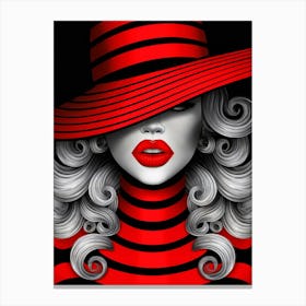 Woman In Red Hat Canvas Print