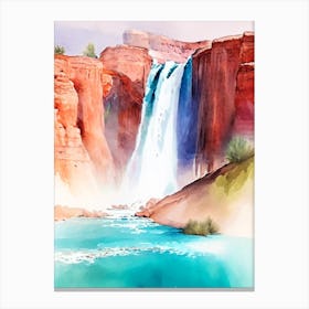 Havasu Falls, United States Water Colour  (3) Canvas Print