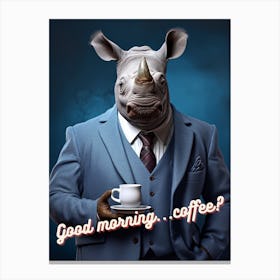 Rhino coffee morning 2 Canvas Print