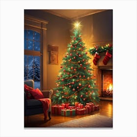 Christmas Tree In The Living Room 138 Canvas Print