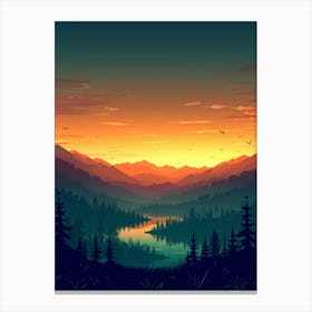 Sunset Landscape In The Mountains Canvas Print