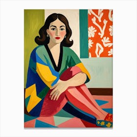 Woman Sitting On The Floor Canvas Print