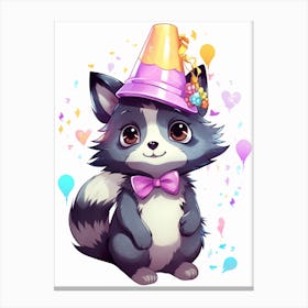 Cute Kawaii Cartoon Raccoon 24 Canvas Print