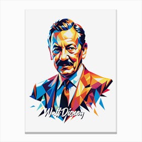 Walt Disney 01 Portrait WPAP Pop Art Canvas Print