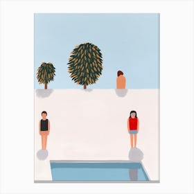 Tiny People At The Pool Illustration 3 Canvas Print