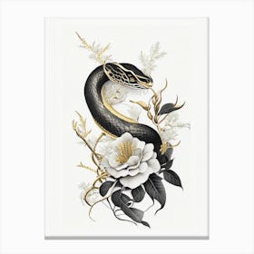 Egyptian Cobra Snake Gold And Black Canvas Print