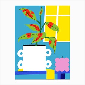 Plant In A Pot And A Candle Art Print Canvas Print