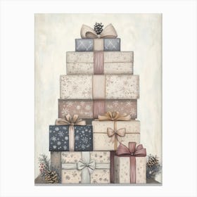 Muted Colour Christmas Presents Canvas Print