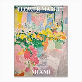 Vintage Flower Market Painting Miami 3 Canvas Print