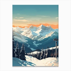Banff Sunshine Village   Alberta, Canada   Colorado, Usa, Ski Resort Illustration 0 Simple Style Canvas Print