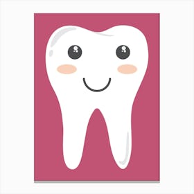 Tooth On A Pink Background Canvas Print