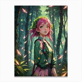 Anime Pixie Girl in Forest 2 Canvas Print