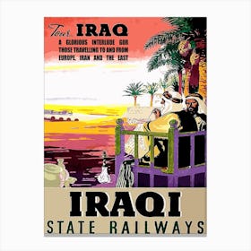 Iraq State Railways, Vintage Travel Poster Canvas Print