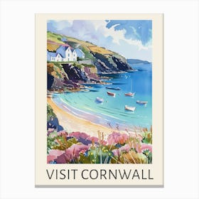 Visit Cornwall Travel Poster Canvas Print