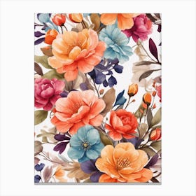 Watercolor Floral Pattern Canvas Print