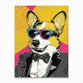 Super Cool Corgi Illustration Pop 4 Canvas Print