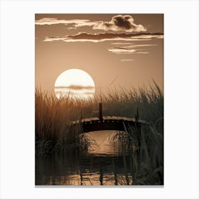 Sunset Over A Bridge Canvas Print