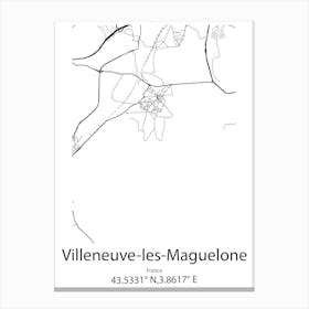 Villeneuve Les Maguelone,France Minimalist Map Canvas Print