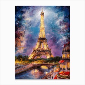 Eiffel Tower At Night Canvas Print