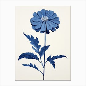 Blue Botanical Zinnia 2 Canvas Print