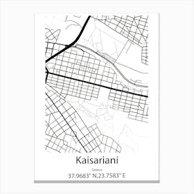 Kaisariani,Greece Minimalist Map Canvas Print