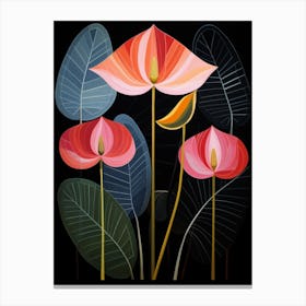 Flamingo Flower Anthurium 4 Hilma Af Klint Inspired Flower Illustration Canvas Print