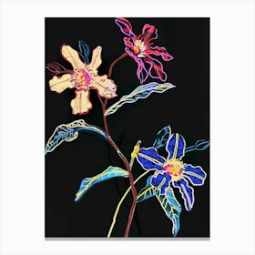 Neon Flowers On Black Forget Me Not 5 Canvas Print