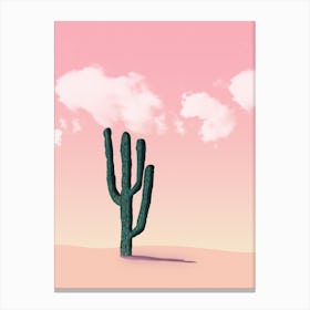 Cactus In A Pink Desert Canvas Print