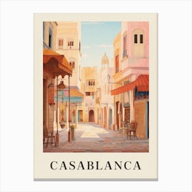 Casablanca Morocco 2 Vintage Pink Travel Illustration Poster Canvas Print