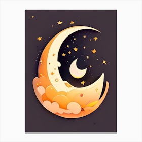 Crescent Kawaii Kids Space Canvas Print