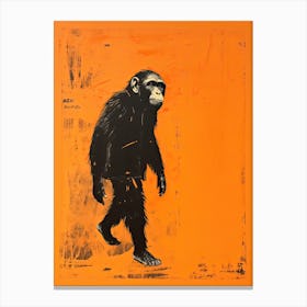 Chimpanzee, Woodblock Animal Drawing 1 Canvas Print