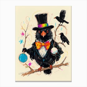 Crow In Top Hat Canvas Print