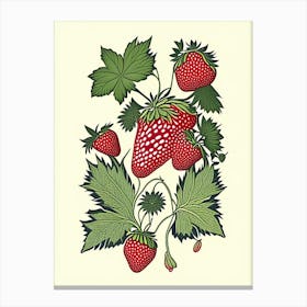 June Bearing Strawberries, Plant, William Morris Inspired Canvas Print