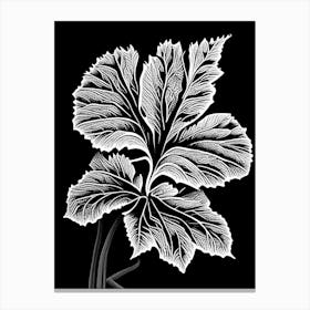 Mallow Leaf Linocut Canvas Print
