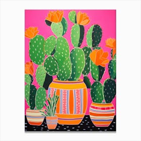 Cactus Painting Maximalist Still Life Nopal Cactus 3 Canvas Print