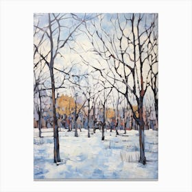 Winter City Park Painting Mount Royal Park Montreal Canada 3 Canvas Print
