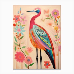 Pink Scandi Crane 4 Canvas Print