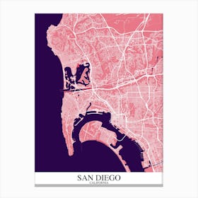 San Diego California Pink Purple Canvas Print