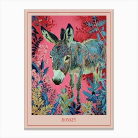 Floral Animal Painting Donkey 3 Poster Canvas Print