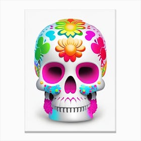 Skull With Vibrant Colors Kawaii Canvas Print